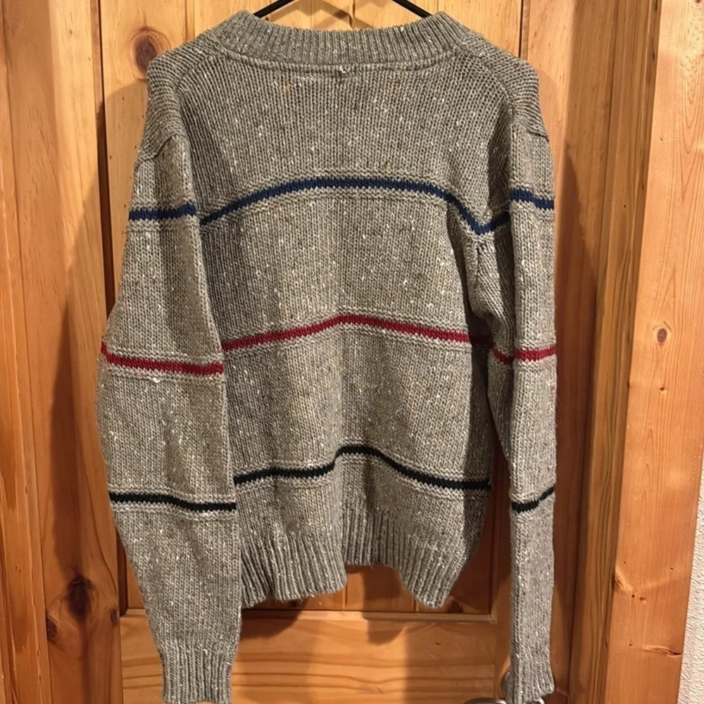 Vintage Trent Wool and Acrylic Men's Gray Sweater with Stripes